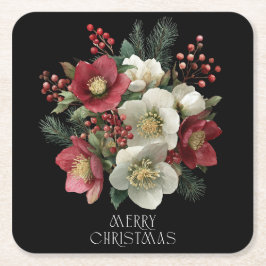 Frohe Weihnachts Painterly Hellebore Holiday Desig Rechteckiger Pappuntersetzer