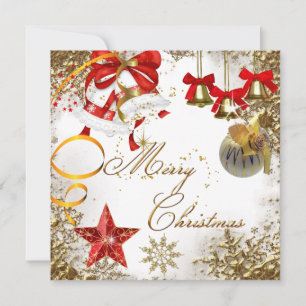 Frohe Weihnachts-Party White Gold Red Xmas Schnee Einladung