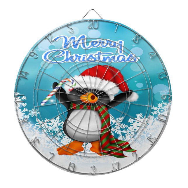 Frohe Weihnachts Penguin Dart Board Dartscheibe (vorne)