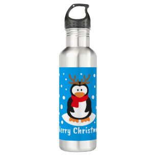 Frohe Weihnachts-Penguin Edelstahlflasche