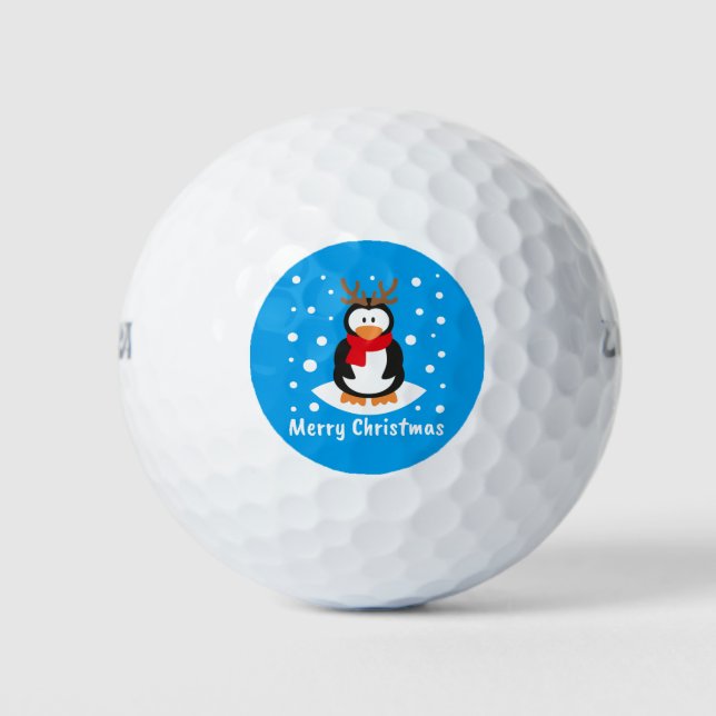 Frohe Weihnachts-Penguin Golfball (Vorderseite)