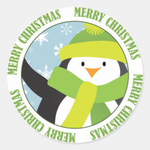 Frohe Weihnachts-Penguin-Sticker Runder Aufkleber
