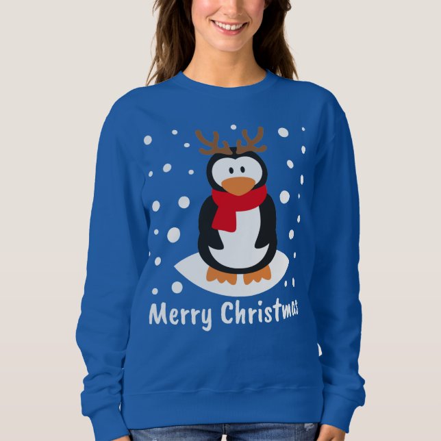 Frohe Weihnachts-Penguin Sweatshirt (Vorderseite)