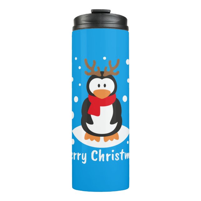Frohe Weihnachts-Penguin Thermosbecher (Vorderseite)