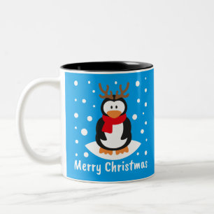Frohe Weihnachts-Penguin Zweifarbige Tasse