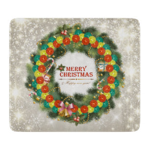 Frohe Weihnachts-Pickleball 1 Glasschneider-Karten Schneidebrett