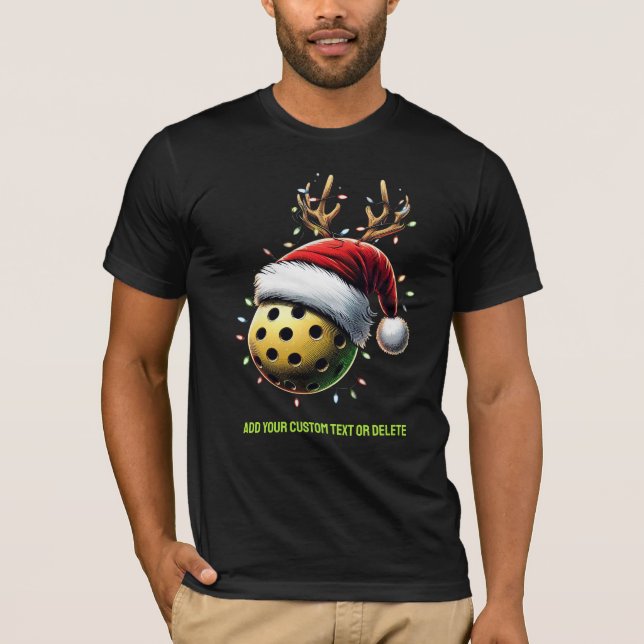 Frohe Weihnachts-Pickleball Elf Santa Pickleballer T-Shirt (Vorderseite)