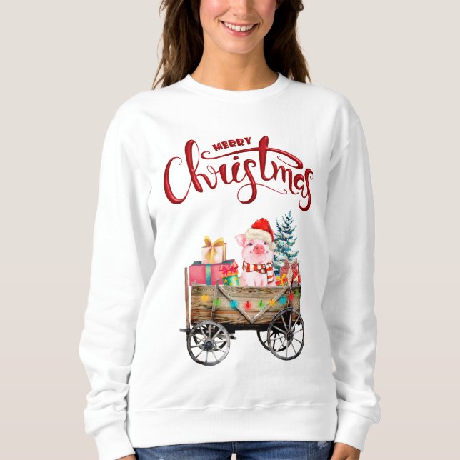 Frohe Weihnachts Pig Sweatshirt (Vorderseite)