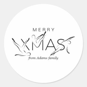 Frohe Weihnachts-Pilates-Lehrer Gift Tags Runder Aufkleber