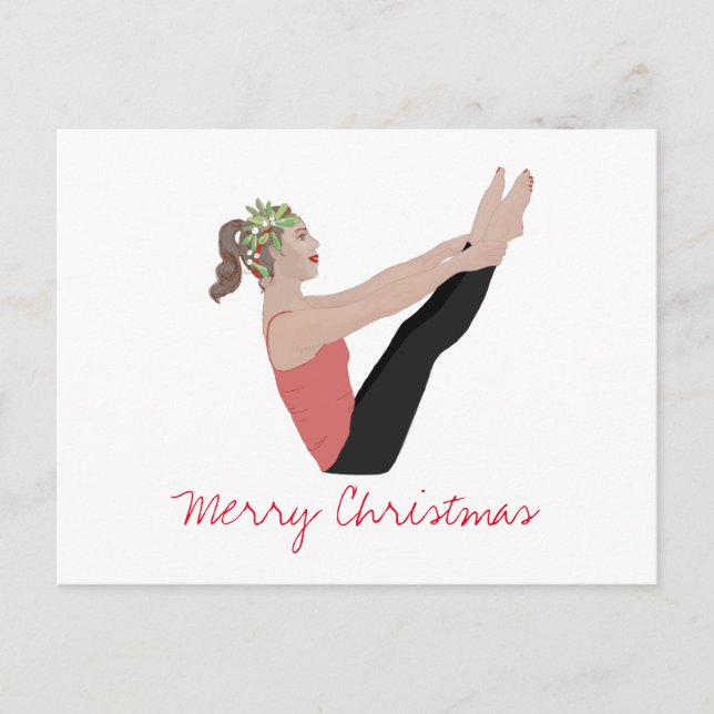 Frohe Weihnachts Pilates Postcard Postkarte (Vorderseite)