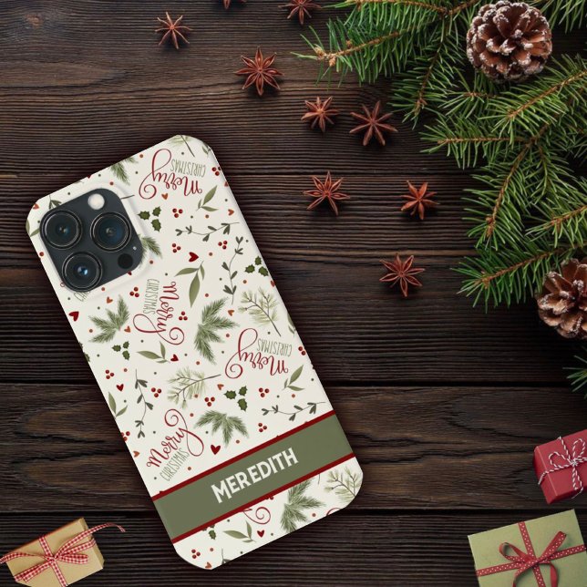Frohe Weihnachts Pine Berry Inspirivity Name Case-Mate iPhone Hülle (Von Creator hochgeladen)
