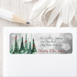 Frohe Weihnachts Pine Tree Forest Kardinal Vögel