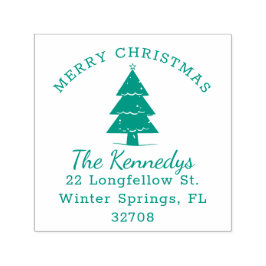 Frohe Weihnachts Pine Tree Name Rücksendeadresse Permastempel