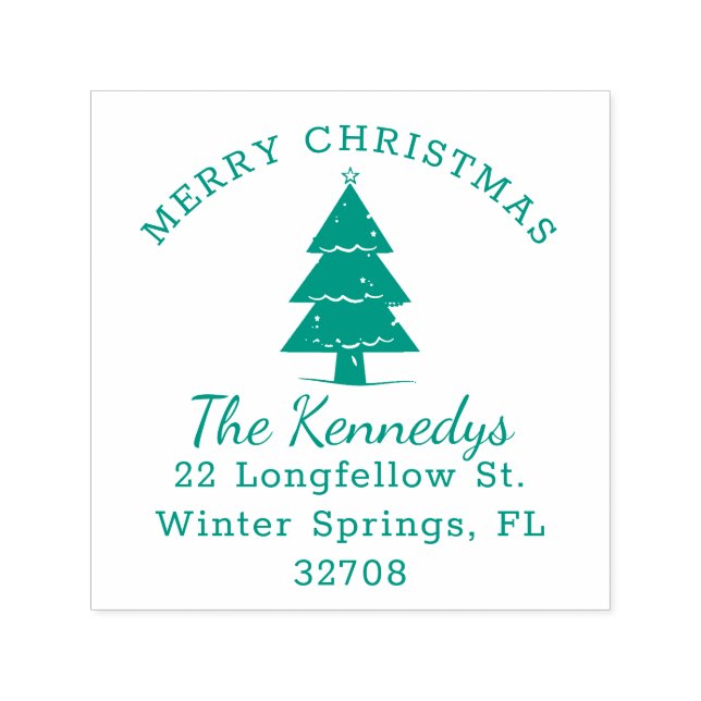 Frohe Weihnachts Pine Tree Name Rücksendeadresse Permastempel (Design)