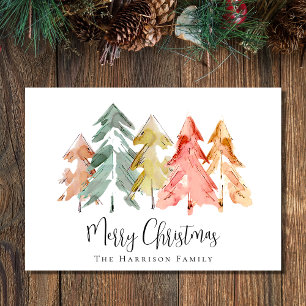 Frohe Weihnachts Pine Tree Wasserfarbe Feiertagskarte