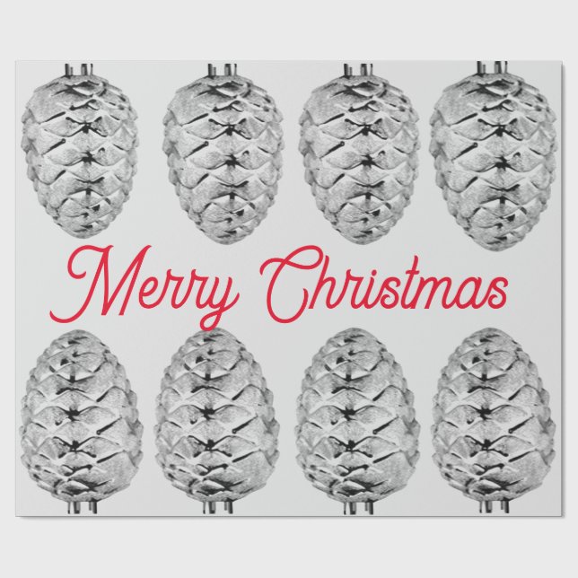 Frohe Weihnachts Pinecone Wrapping Paper Geschenkpapier (Flach)