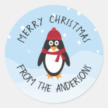 Frohe Weihnachts-Pinguin-Sticker für die Feiertage