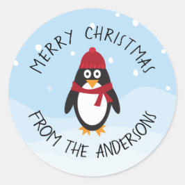 Frohe Weihnachts-Pinguin-Sticker für die Feiertage Runder Aufkleber
