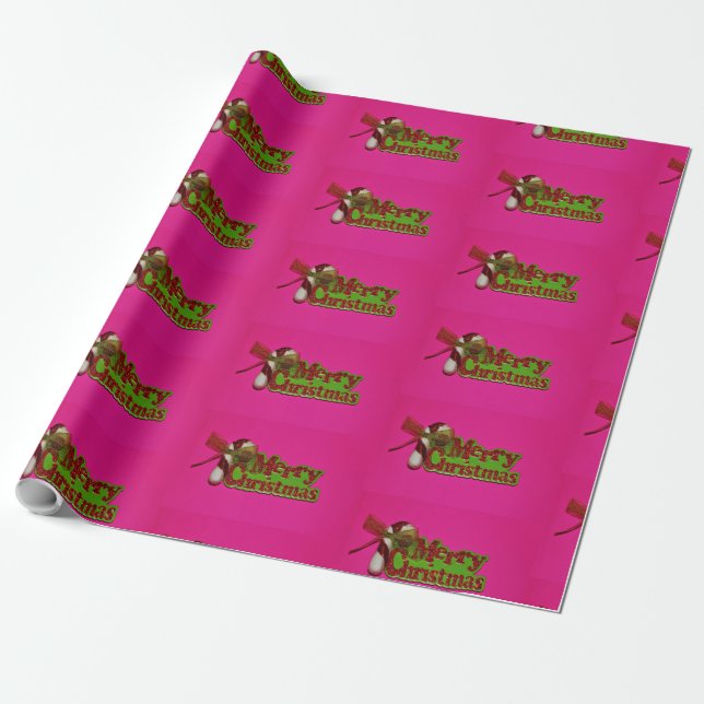 Frohe Weihnachts Pink Wrapping Paper Geschenkpapier (Ungerollt)
