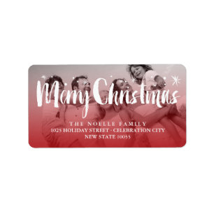 Frohe Weihnachts-Pinselstriche Foto-Adresse Adressaufkleber