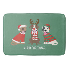 Frohe Weihnachts Pit Bull Hunde Badematte