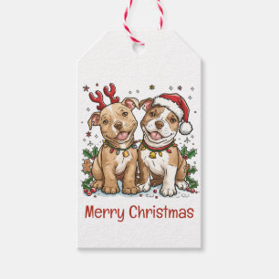 Frohe Weihnachts Pit Bull Hunde Geschenkanhänger