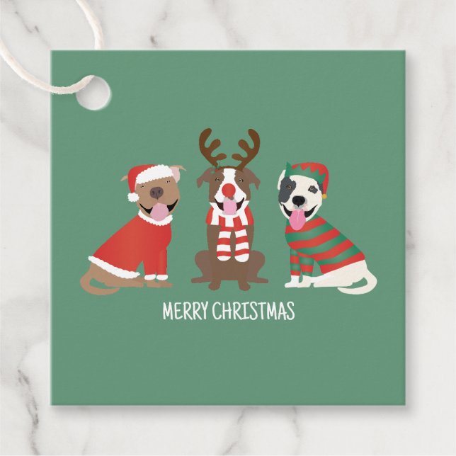 Frohe Weihnachts Pit Bull Hunde Geschenkanhänger (Vorderseite)