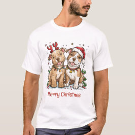 Frohe Weihnachts Pit Bull Hunde T-Shirt