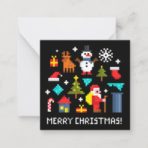 Frohe Weihnachts-Pixel-Cartoon Mitteilungskarte