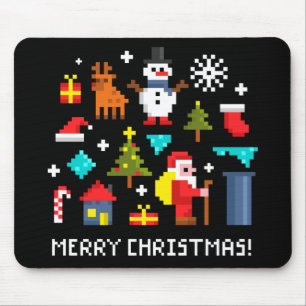 Frohe Weihnachts-Pixel-Cartoon Mousepad