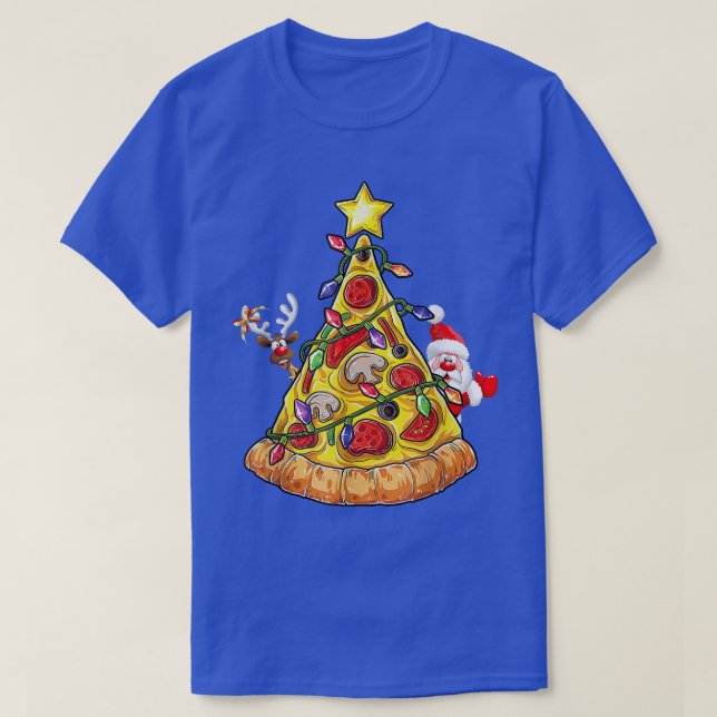 Frohe Weihnachts Pizza Tree Santa Reindeer Xmas Li T-Shirt (Design vorne)