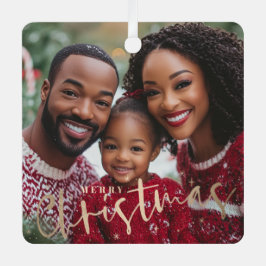 Frohe Weihnachts-Platz Foto Ornament Aus Metall