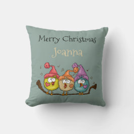 Frohe Weihnachts-Playfull Quirky Bird Choir Pillow Kissen