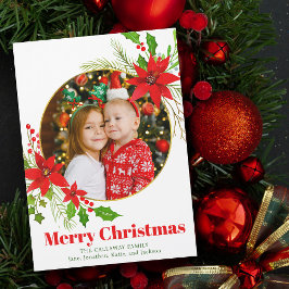 Frohe Weihnachts Poinsettia Kids Foto Magnet Card
