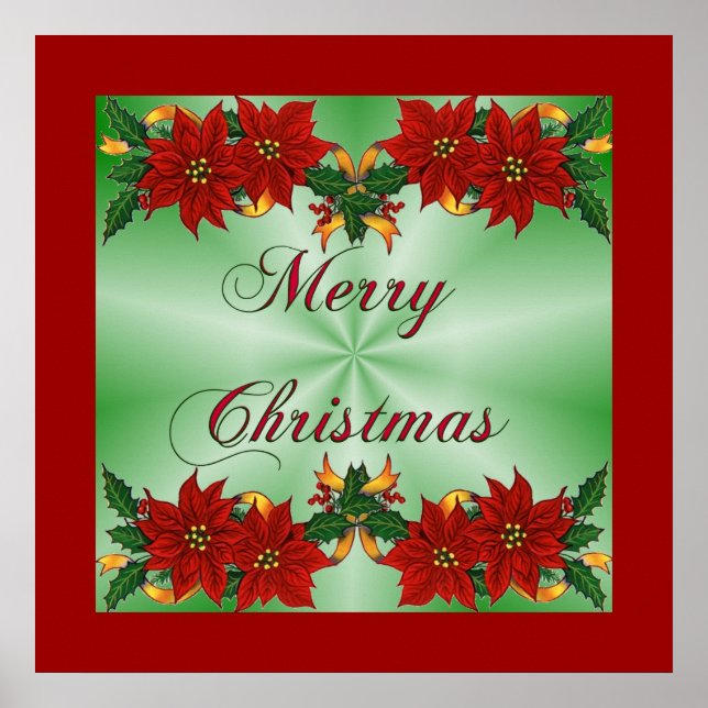 Frohe Weihnachts Poinsettia Poster (Vorne)