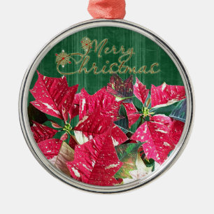 Frohe Weihnachts-Poinsettia Premium-Ornament Ornament Aus Metall
