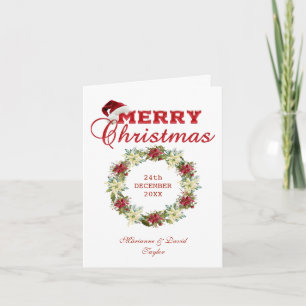 Frohe Weihnachts-Poinsettia-Wreath-Monogramm Karte