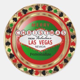 Frohe Weihnachts-Poker Chip aus Las Vegas Runder Aufkleber