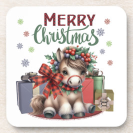 Frohe Weihnachts Pony Getränkeuntersetzer