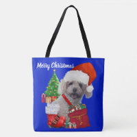 Frohe Weihnachts Poodle Blue Ladys Shoulder