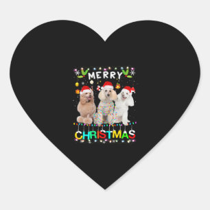 Frohe Weihnachts Poodle Shirt Weihnachtsmannmütze Herz-Aufkleber