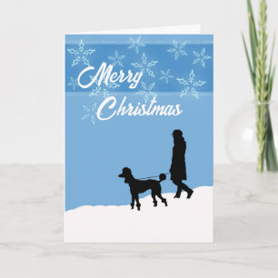 Frohe Weihnachts-Poodle-Spaziergänge im Schnee Feiertagskarte