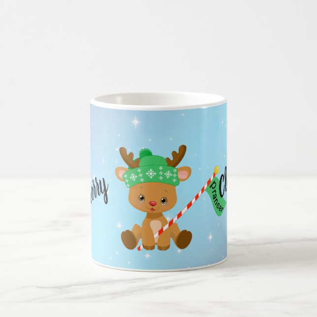 Frohe Weihnachts Prancer Reindeer Kaffeetasse (Mittel)
