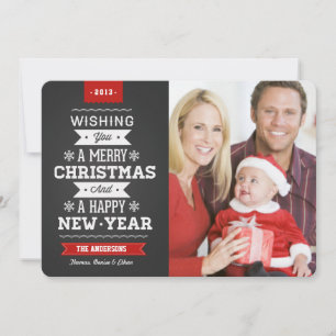 Frohe Weihnachts Preppy Chalkboard Foto-Karte Feiertagskarte