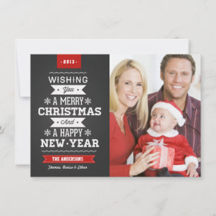 Frohe Weihnachts Preppy Chalkboard Foto-Karte Feiertagskarte