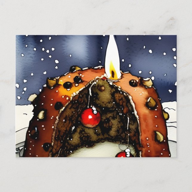 Frohe Weihnachts Pudding Urlaub Postkarte (Vorderseite)