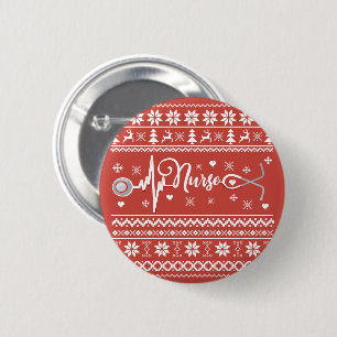 Frohe Weihnachts-Pullover-Herzschlag Button