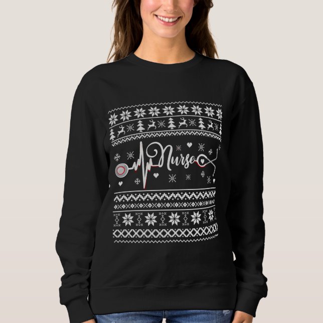 Frohe Weihnachts-Pullover-Herzschlag Sweatshirt (Vorderseite)