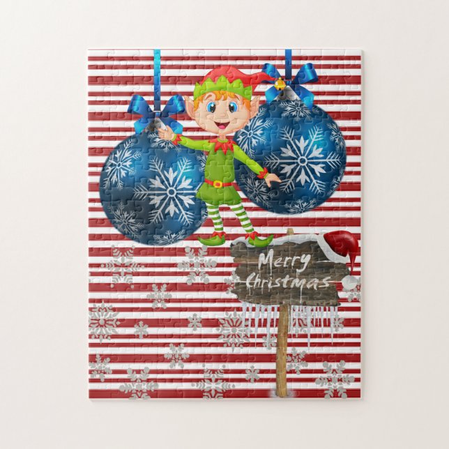 Frohe Weihnachts Puzzle Elf (Vertikal)