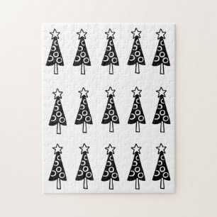 Frohe Weihnachts-Puzzle Weihnachten Schwarze Bäume Puzzle